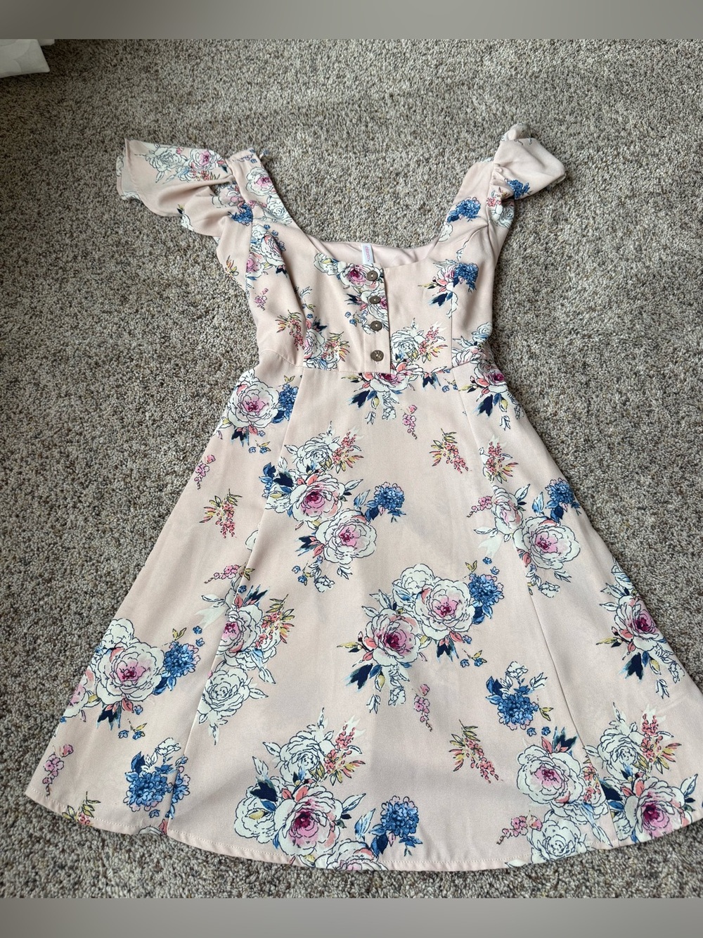 Xhiliration Women’s Pink Floral Boho Mini Dress - Size Small
